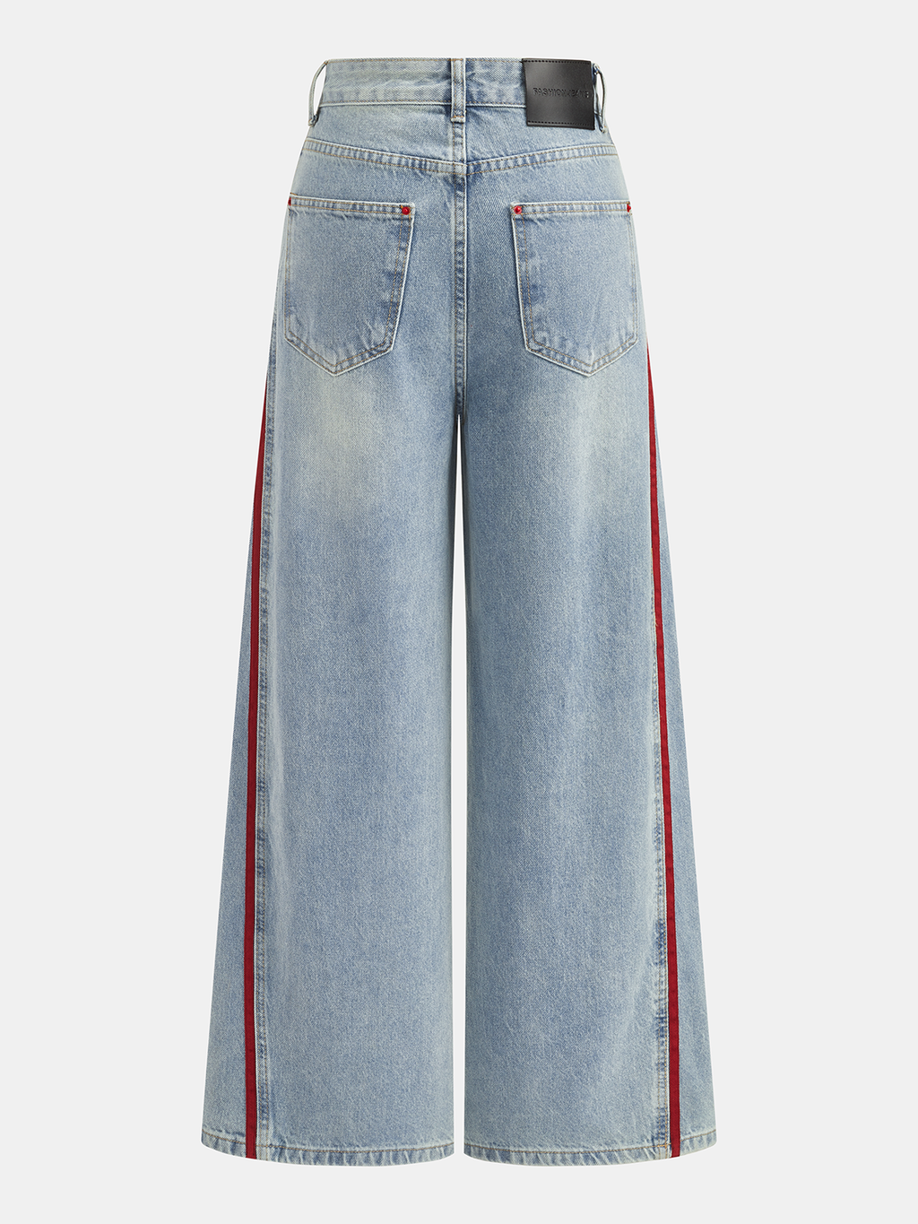 Jean en denim à jambe incurvée et bande latérale