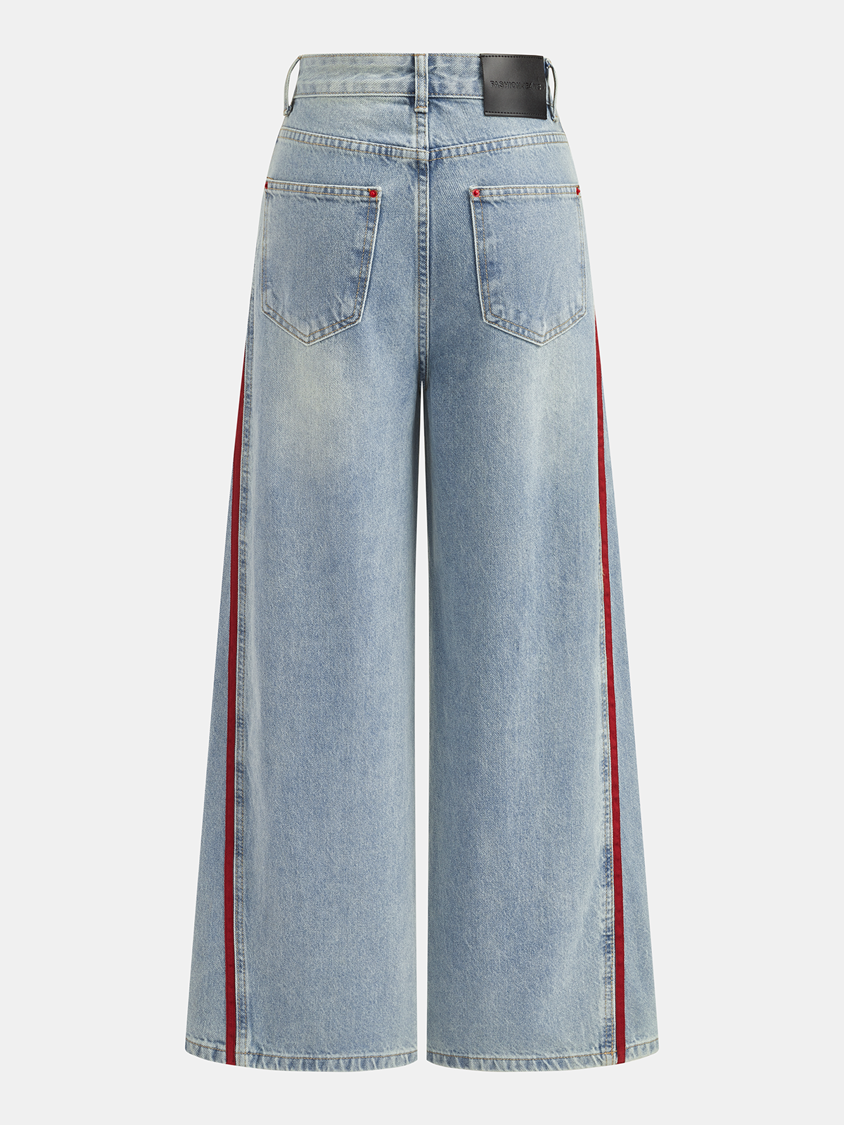 Jeans mit Seitenstreifen und geschwungenem Bein