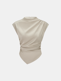 Asymmetrische drapierte geraffte Satinbluse
