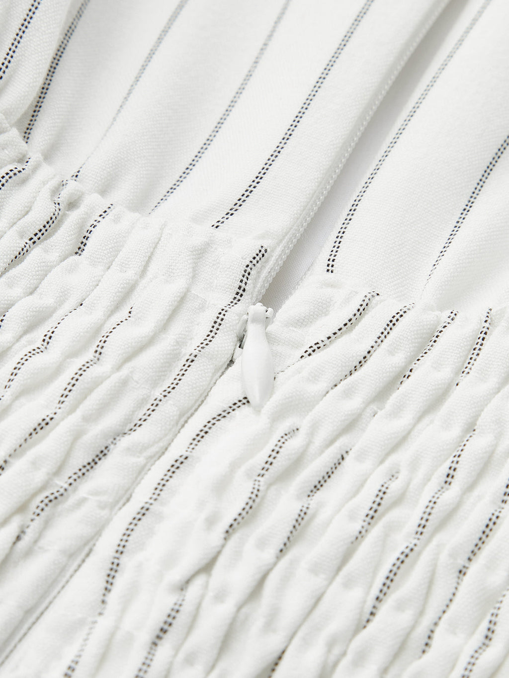 Robe longue froncée sans manches à rayures en mélange de coton