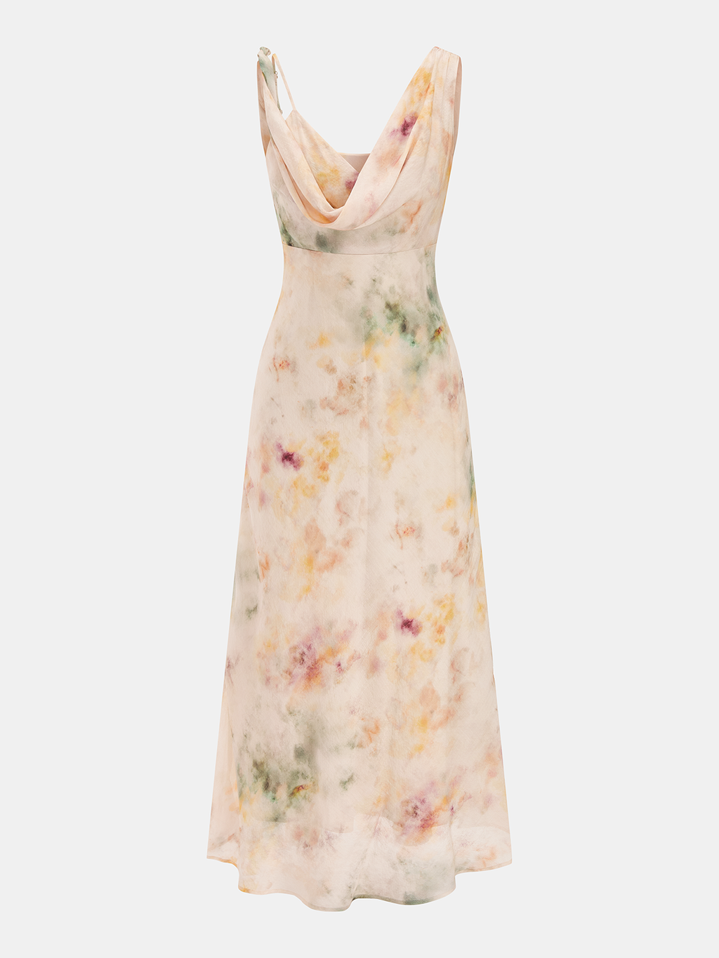 Robe longue sans manches à col bénitier et imprimé tie-dye