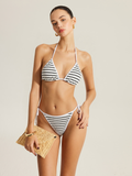 Gestreiftes Triangel-Bikini-Set mit Textur