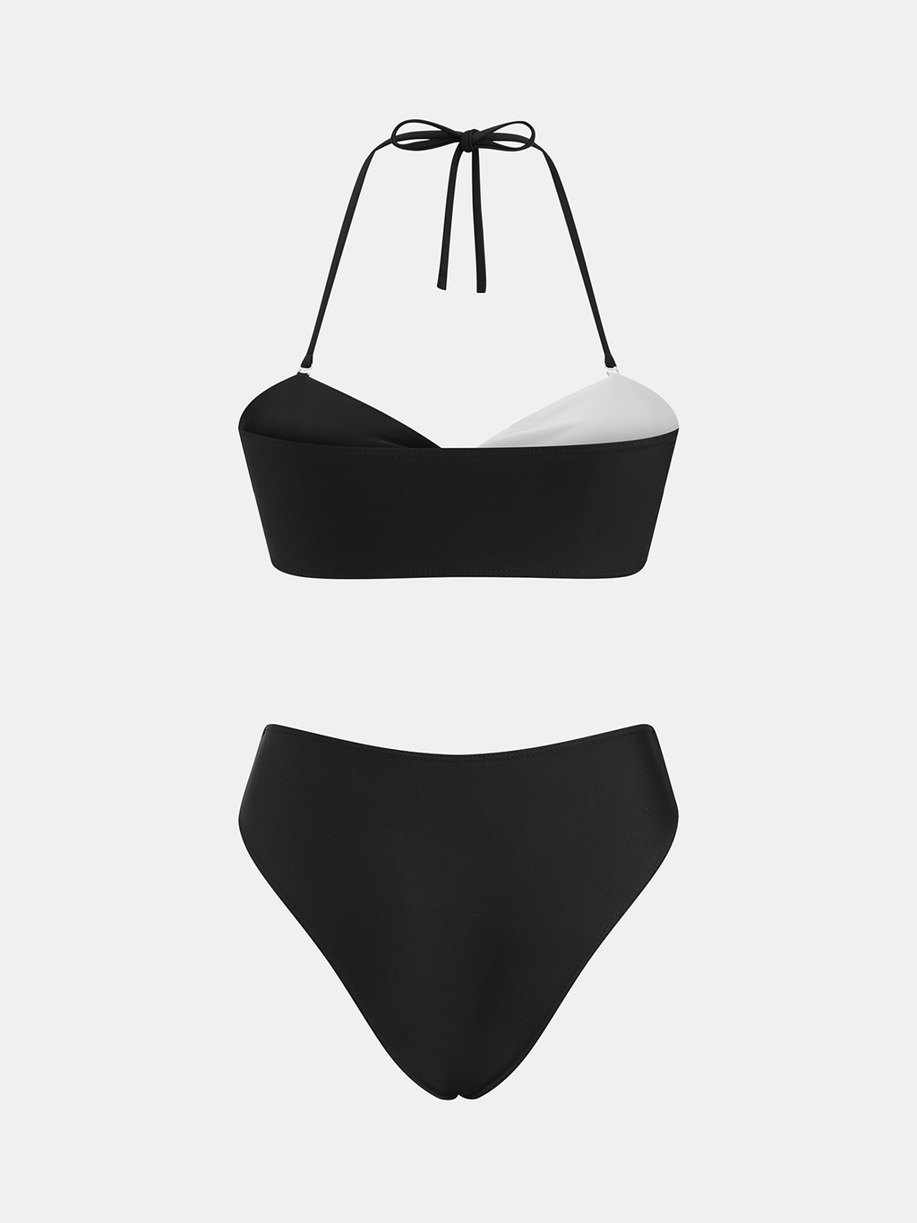 Zweifarbiger Neckholder-Bikini mit Twist-Detail