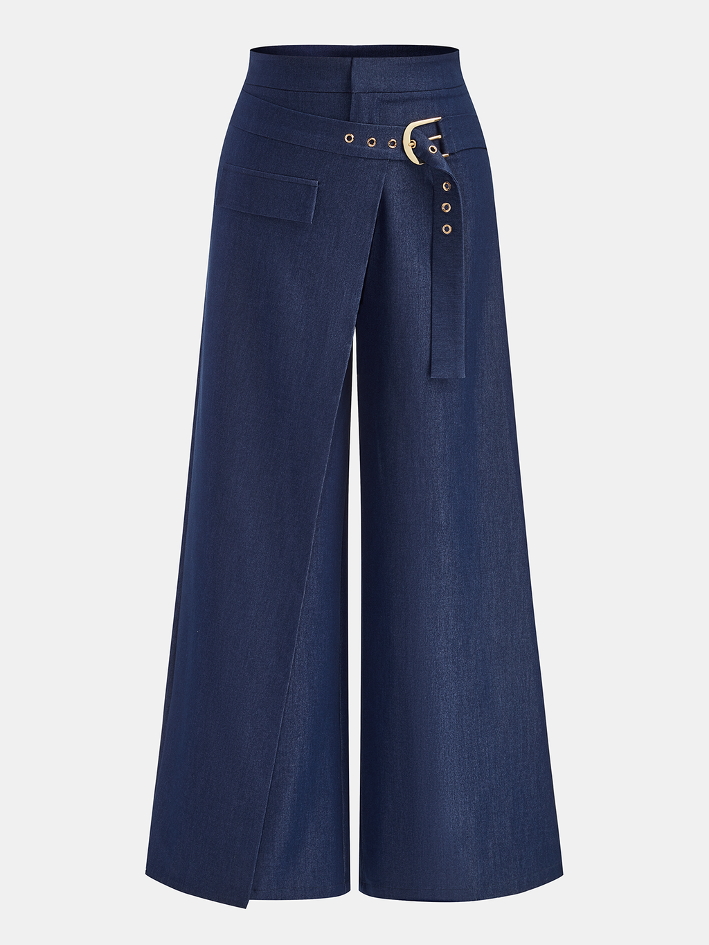 Pantalon ample croisé avec ceinture à boucle
