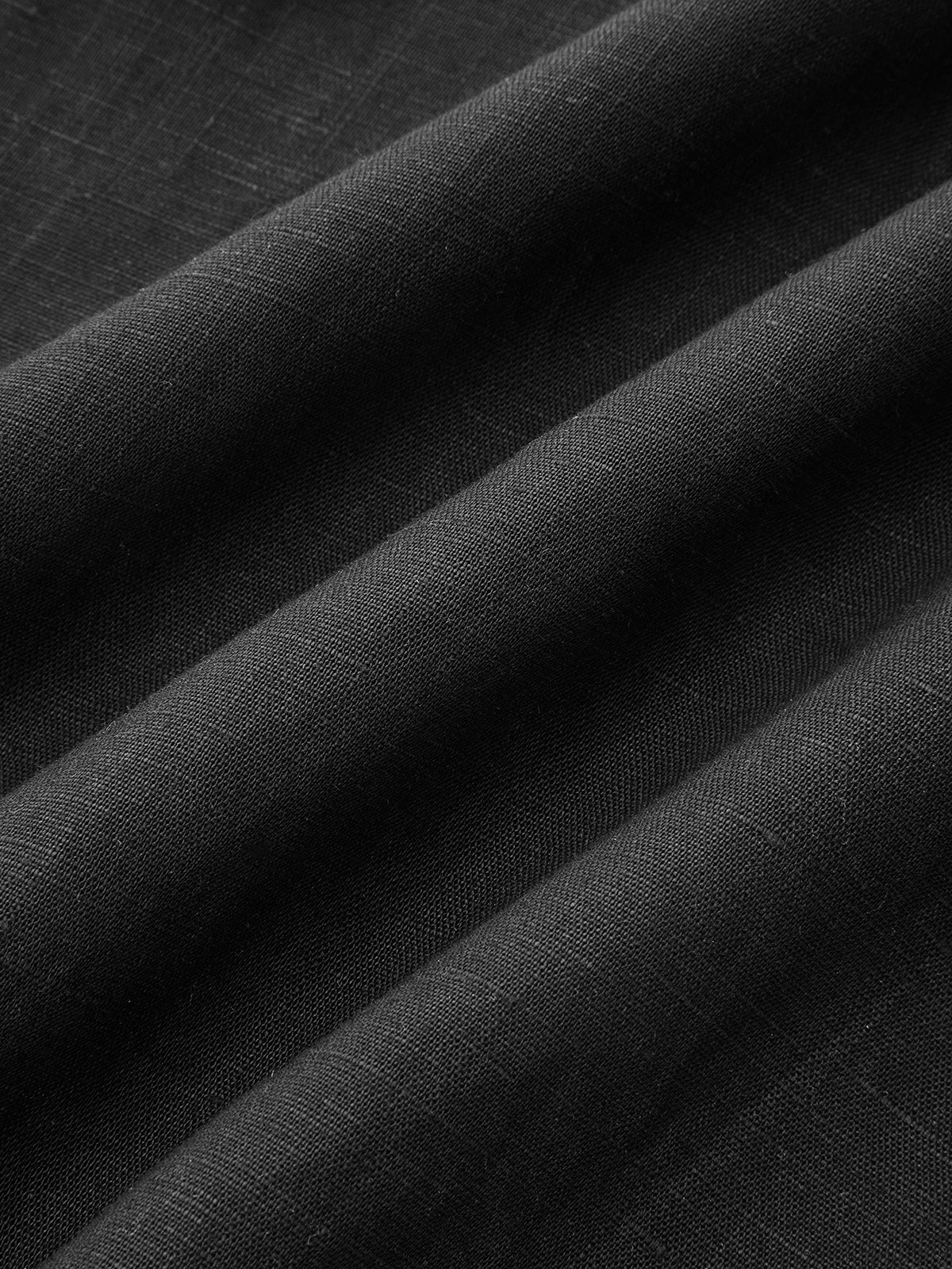 Robe Courte en Mélange de Lin Brodé avec Liens à Pompons