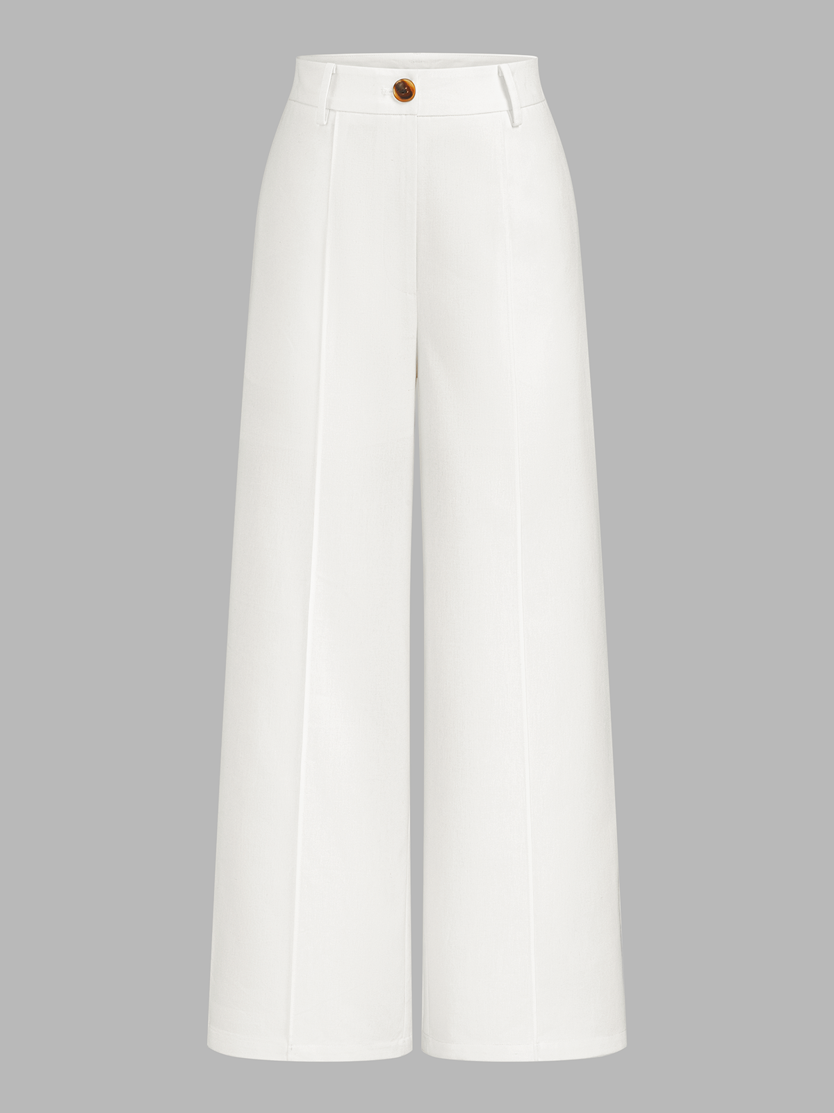 Pantalon large taille mi-haute en mélange de lin
