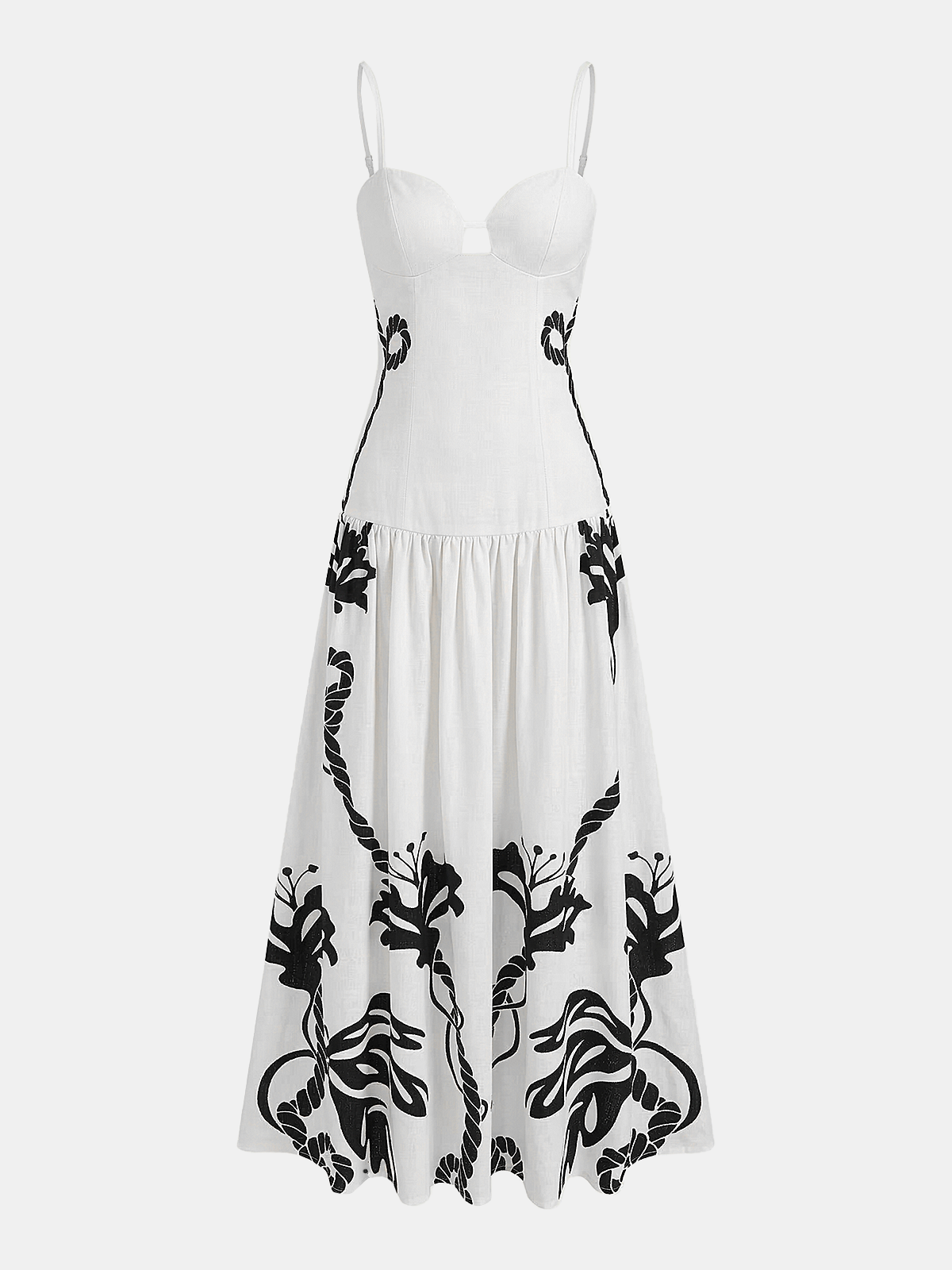 Robe longue imprimée à fines bretelles