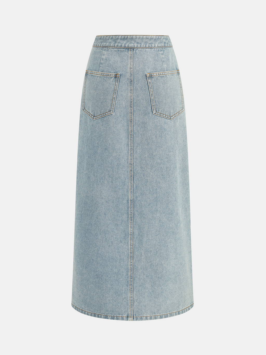 Jupe midi en jean asymétrique boutonnée portefeuille