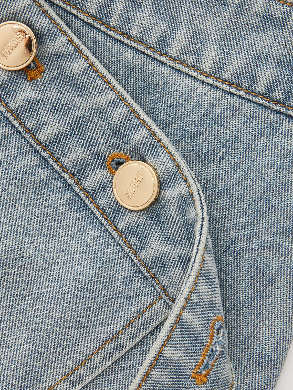 Jupe midi en jean asymétrique boutonnée portefeuille