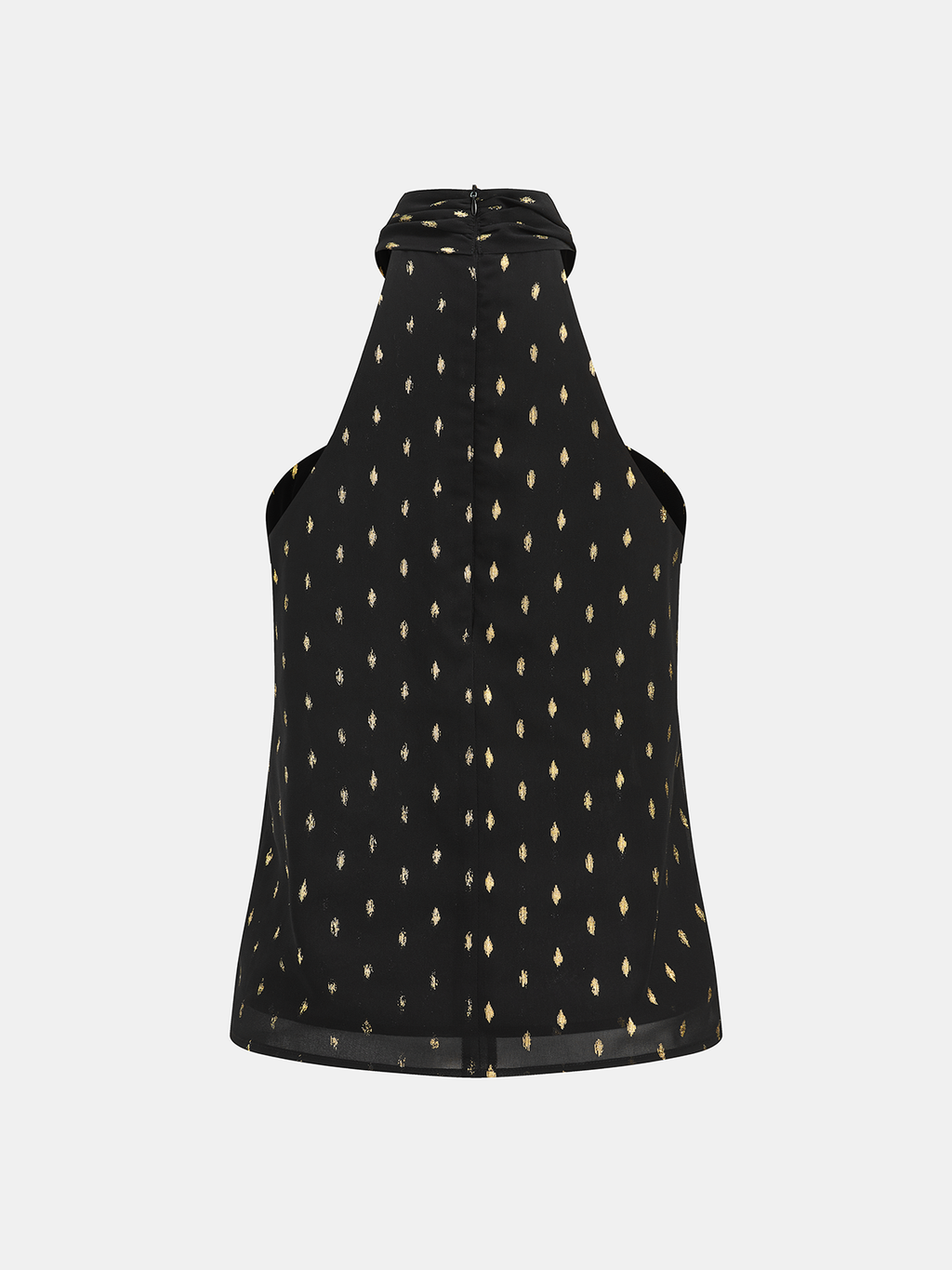 Metallic gepunktetes Oberteil aus transparentem Chiffon mit Neckholder