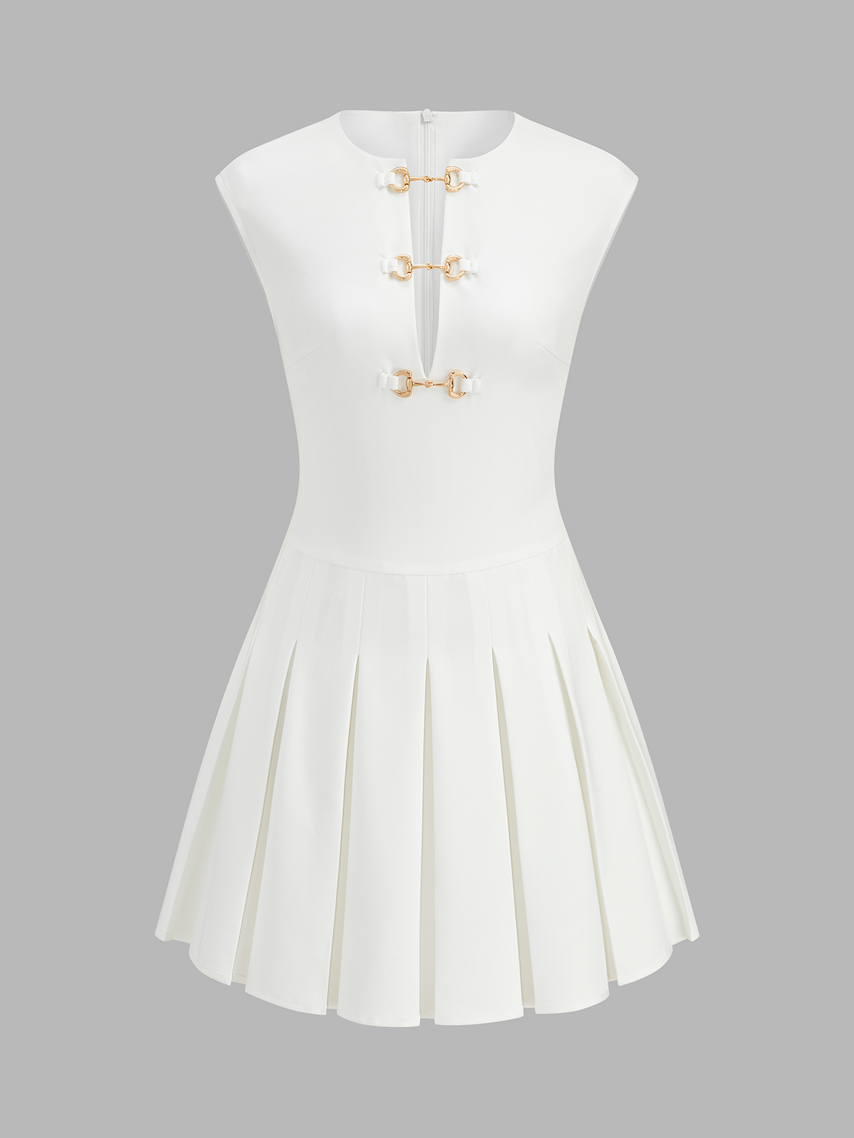 Mini-robe plissée sans manches à mors