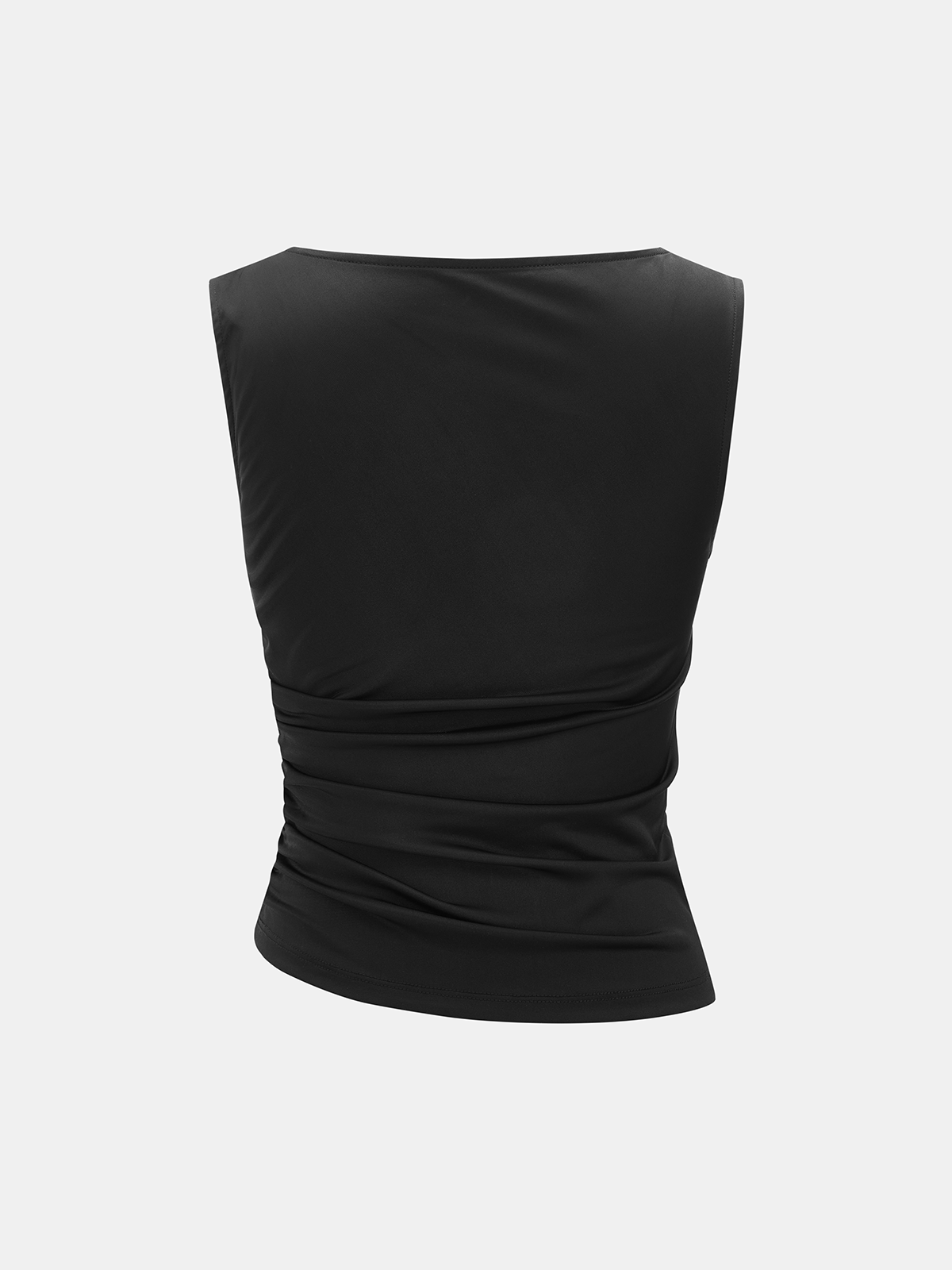 Satin-Neckholder-Top mit gerafftem Rollkragen und Metalldetail