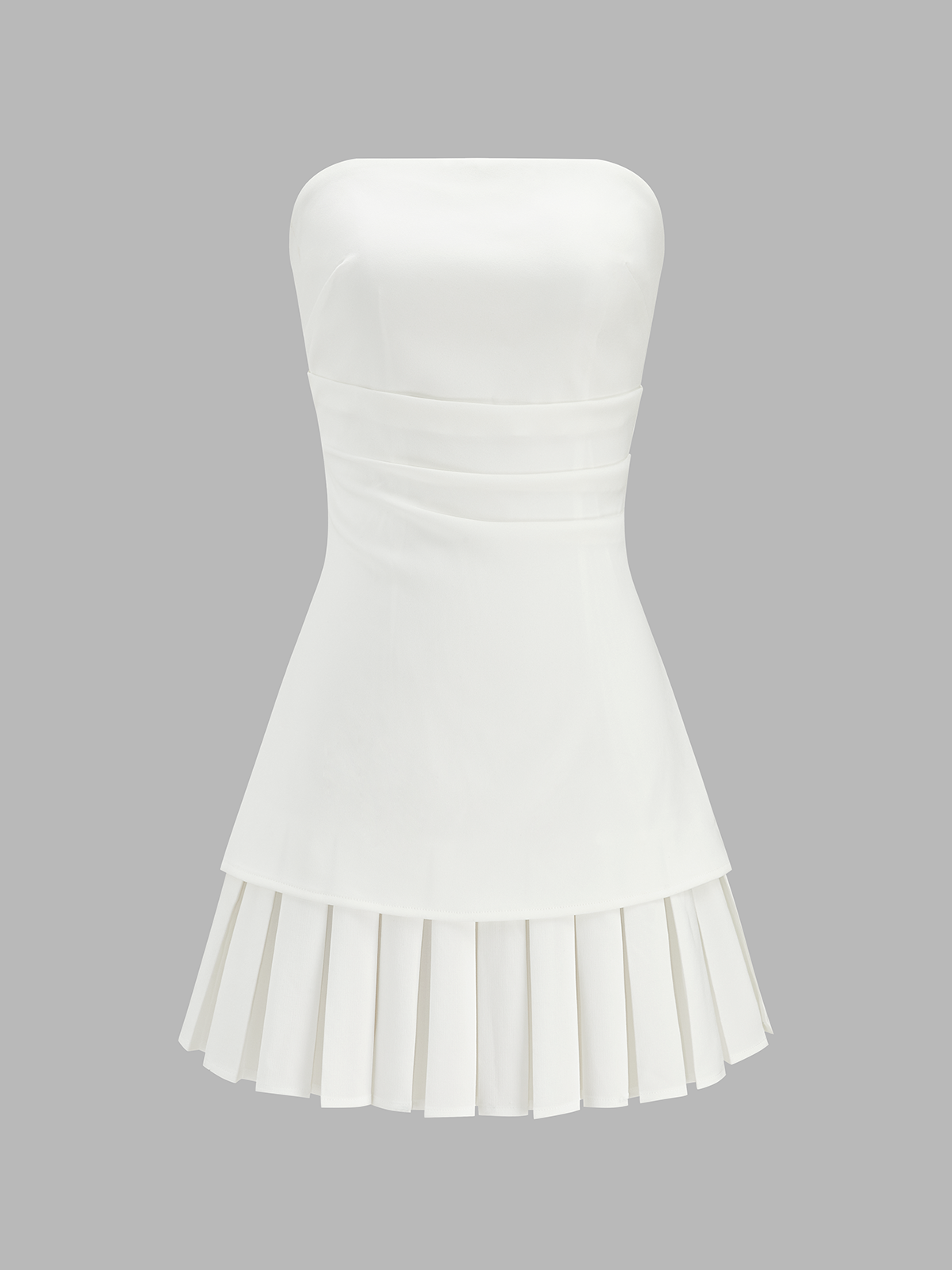 Trägerloses, rutschfestes, plissiertes Minikleid