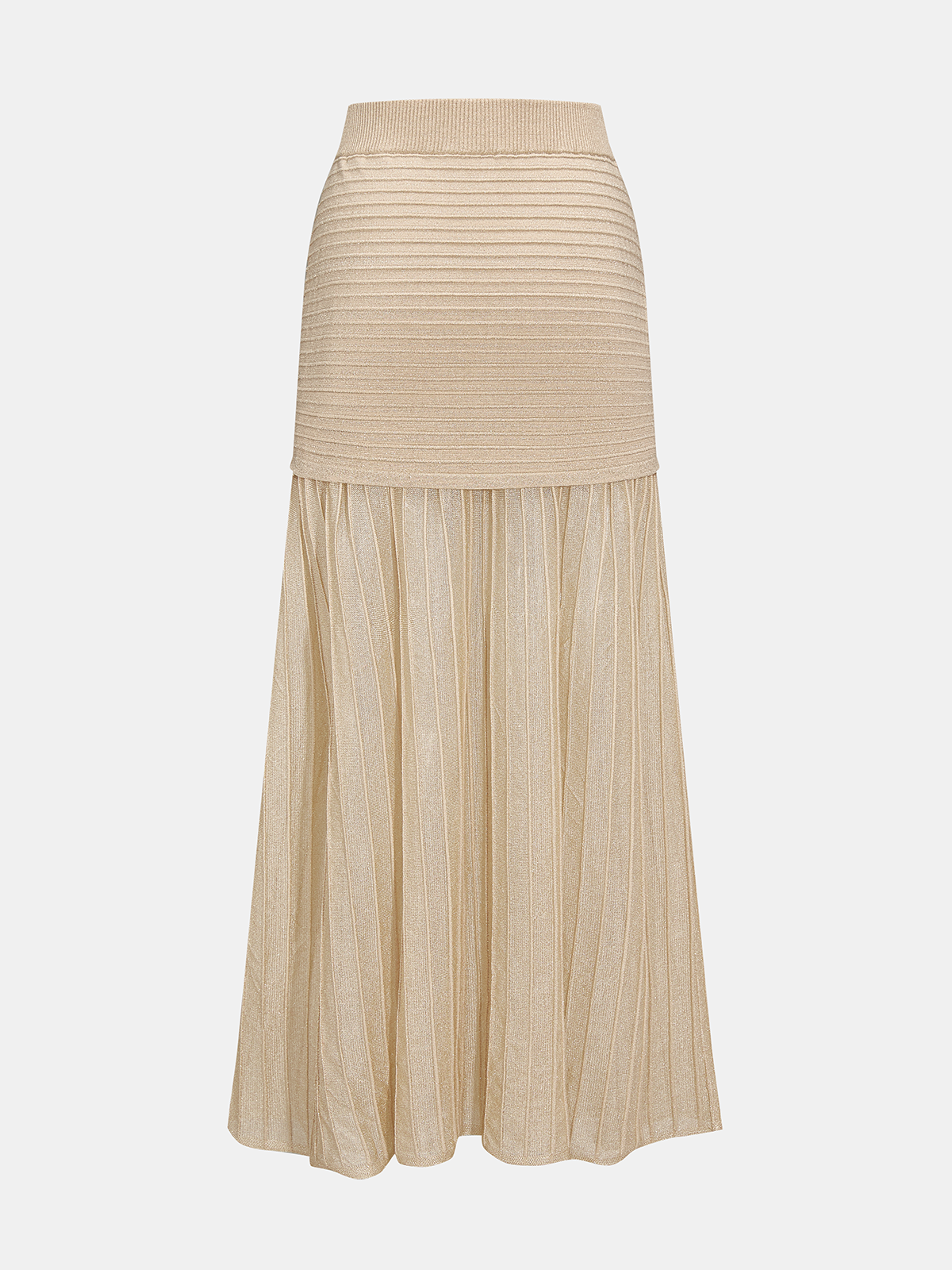 Jupe midi plissée taille haute patchwork