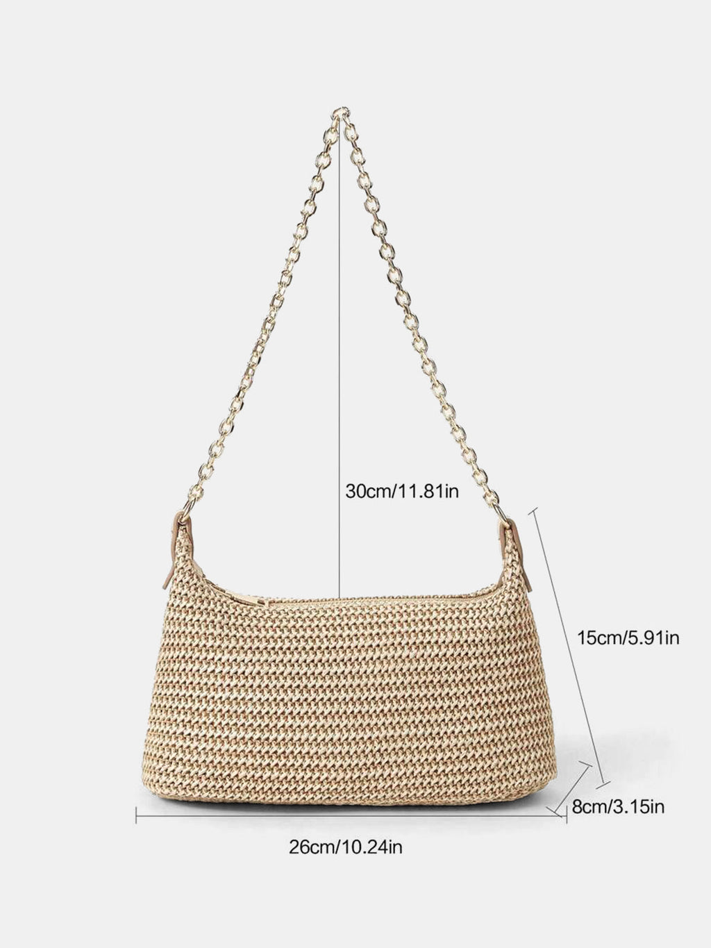 Sac à bandoulière en paille tressée avec chaîne