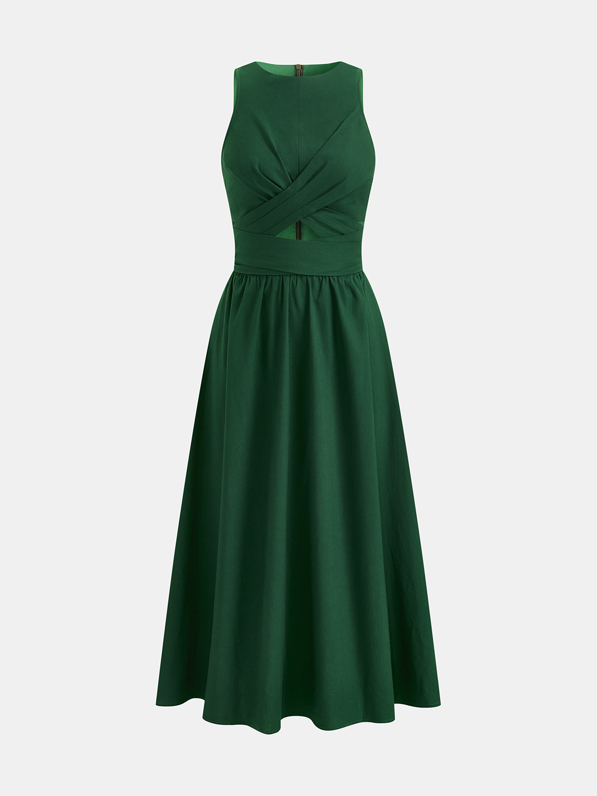Ärmelloses Midikleid aus Leinenmischung mit Cut-Outs