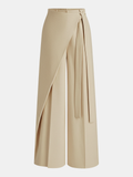 Puddle Hem Asymmetric Wrap Wide-Leg Pants
