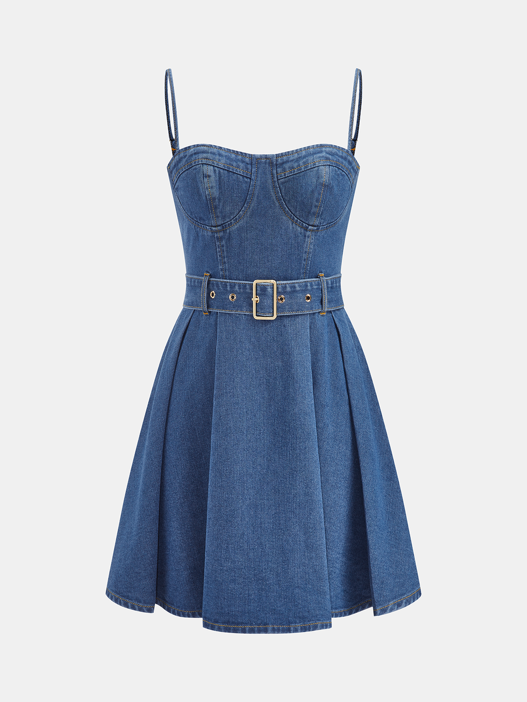 Jeans-Cami-Minikleid mit Gürtel