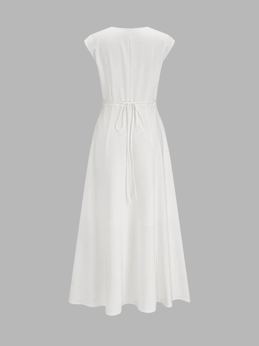 Robe midi à col en V et manches courtes