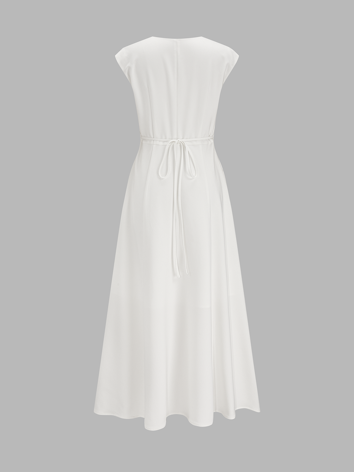 Robe midi à col en V et manches courtes
