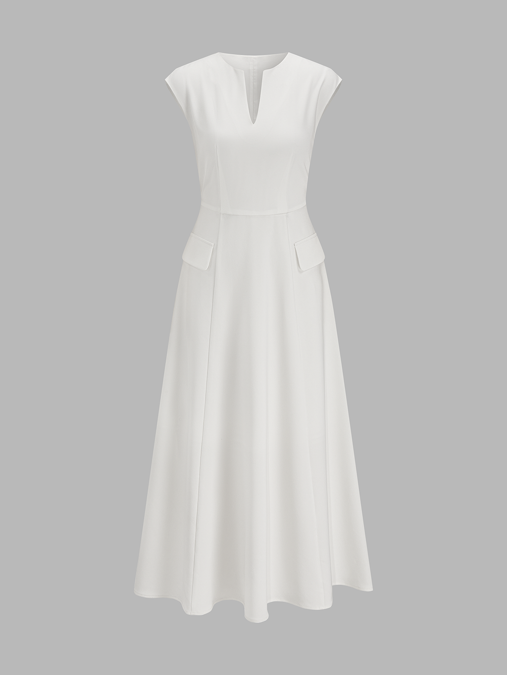 Robe midi à col en V et manches courtes