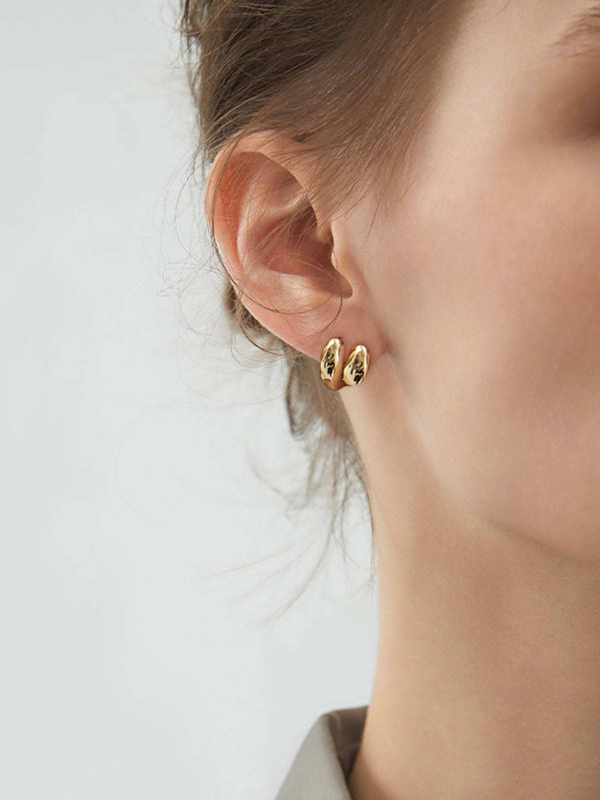 Boucles d'oreilles clous haricot irrégulier minimalistes
