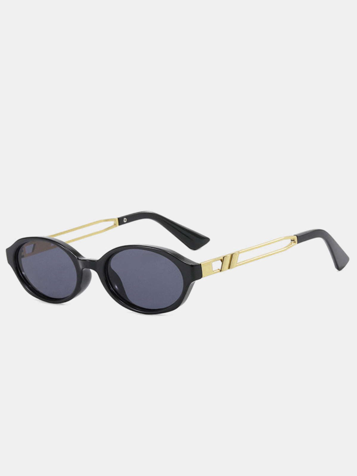 Lunettes de soleil rétro ovales avec branches en métal
