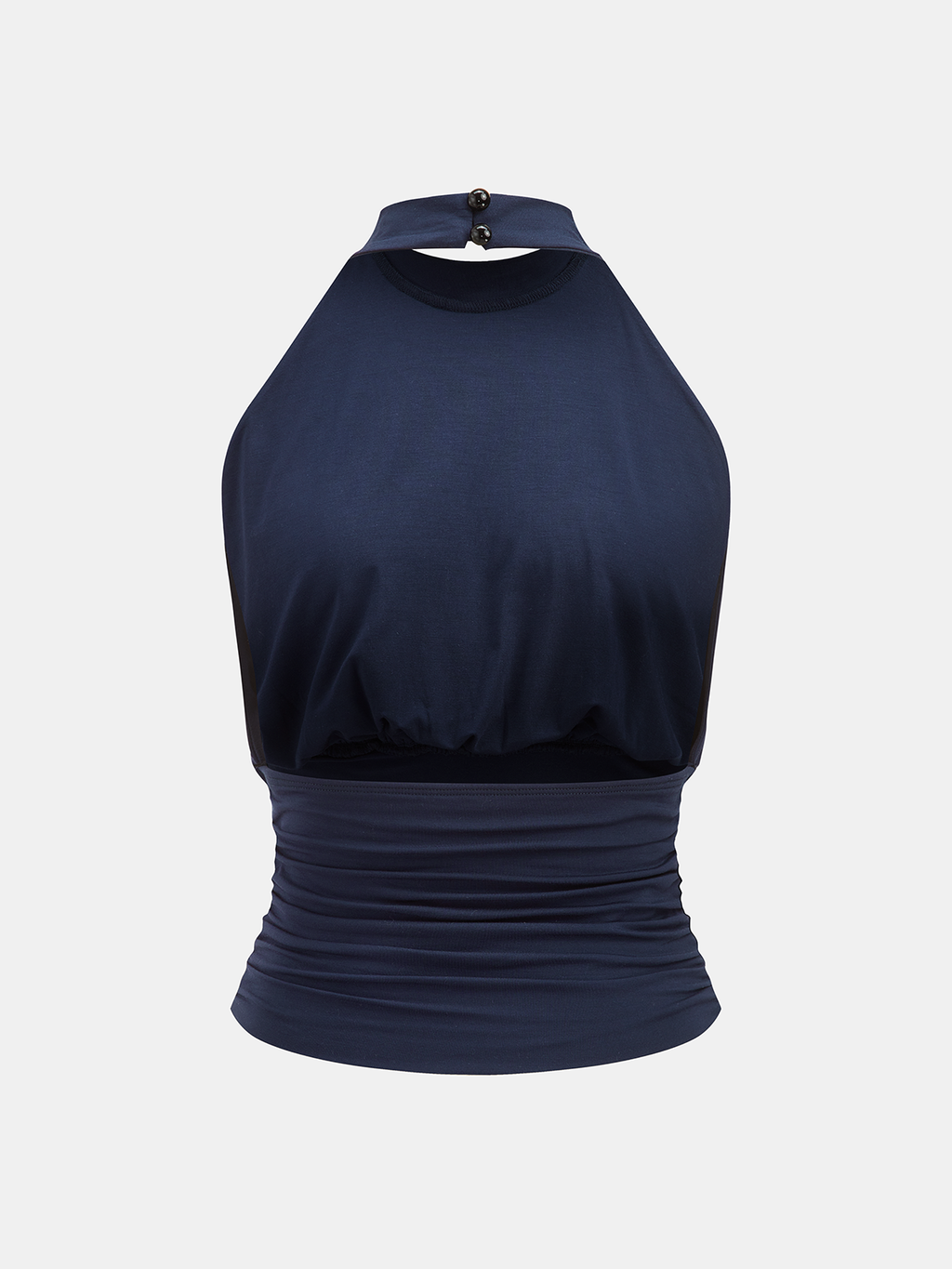 Perlenbesetztes gerafftes Neckholder-Top