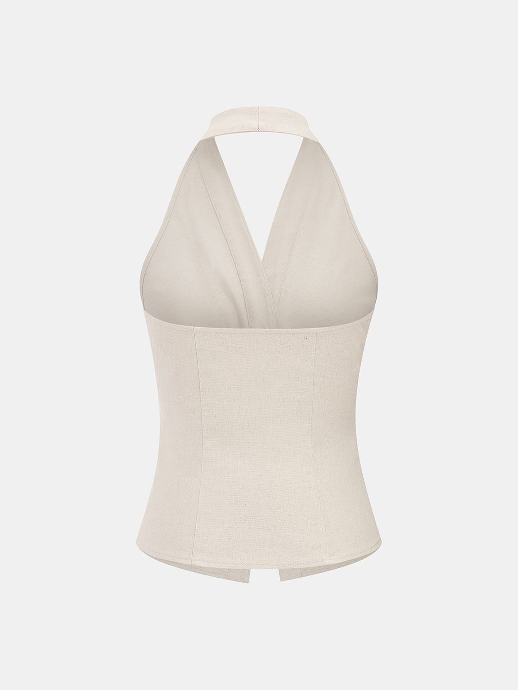 Set aus Leinenmix Neckholder-Oberteil und Hose mit Raffung