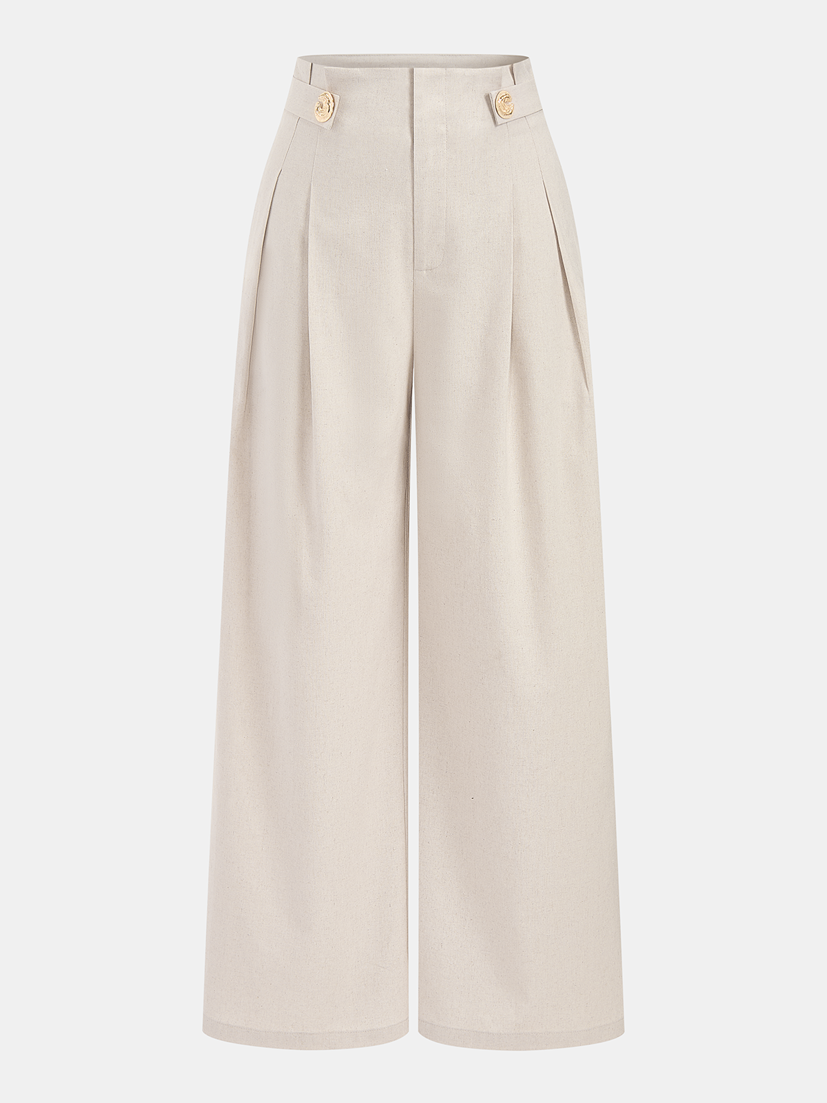 Set aus Leinenmix Neckholder-Oberteil und Hose mit Raffung