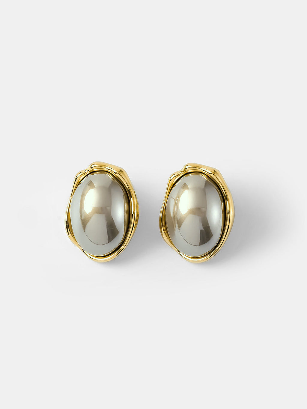 Boucles d'oreilles clous ovales à monture irrégulière
