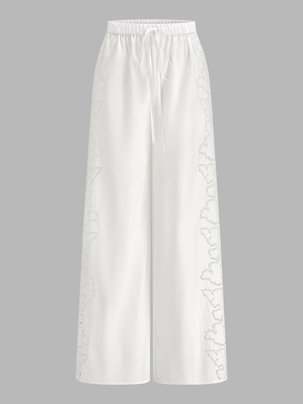 Seiten Schnürung Bestickte Baumwollhose mit Kordelzug