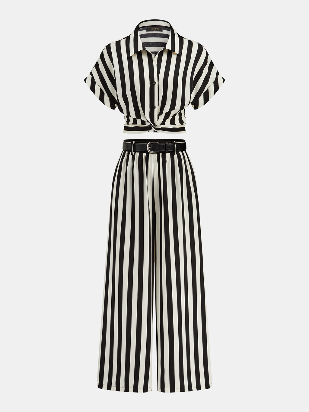 Gestreiftes Twisted-Shirt & Hose mit Gürtel Set