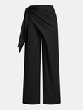 Draped Wrap Wide-Leg Pants