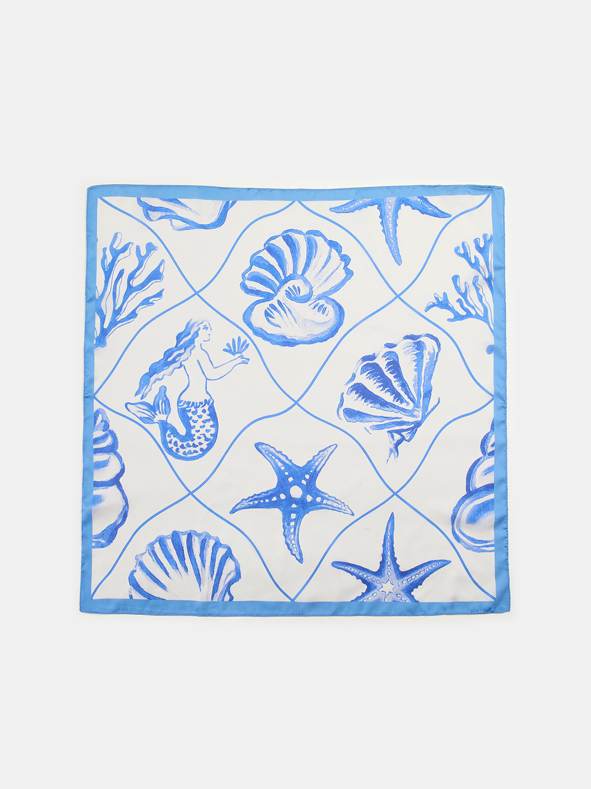 Foulard carré imprimé Océan Sirène