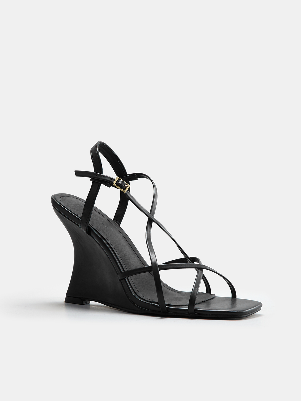 Strappy Square Toe Wedge Sandals