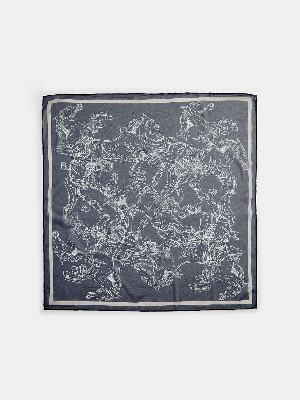 Foulard carré à imprimé esquisse de cheval au galop