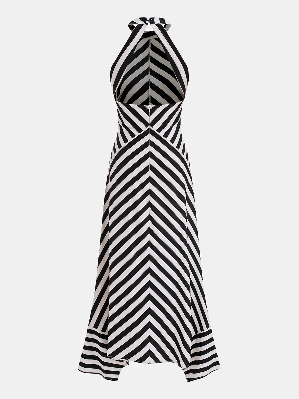 Neckholder gestreiftes rückenfreies Maxikleid