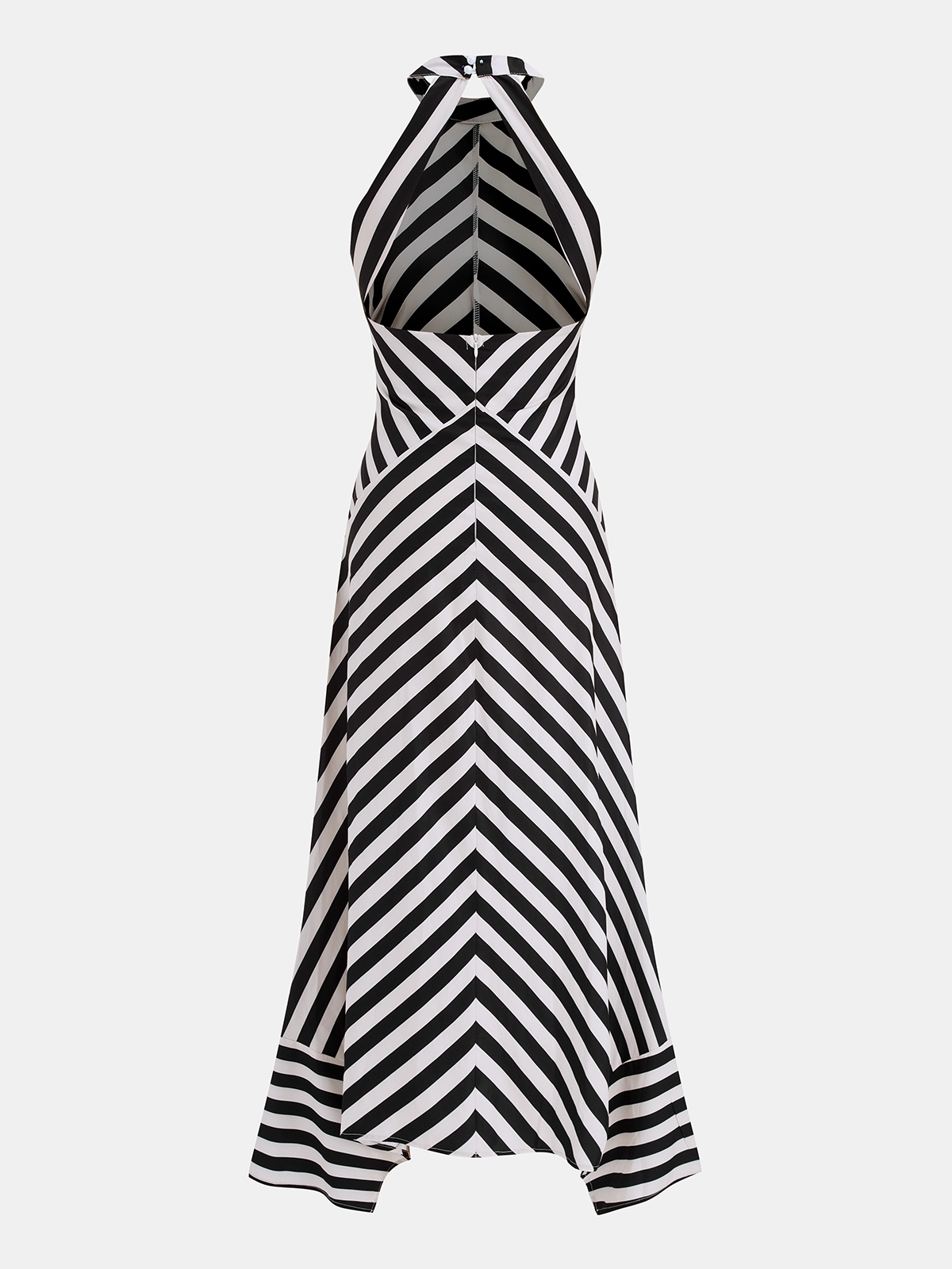Neckholder gestreiftes rückenfreies Maxikleid