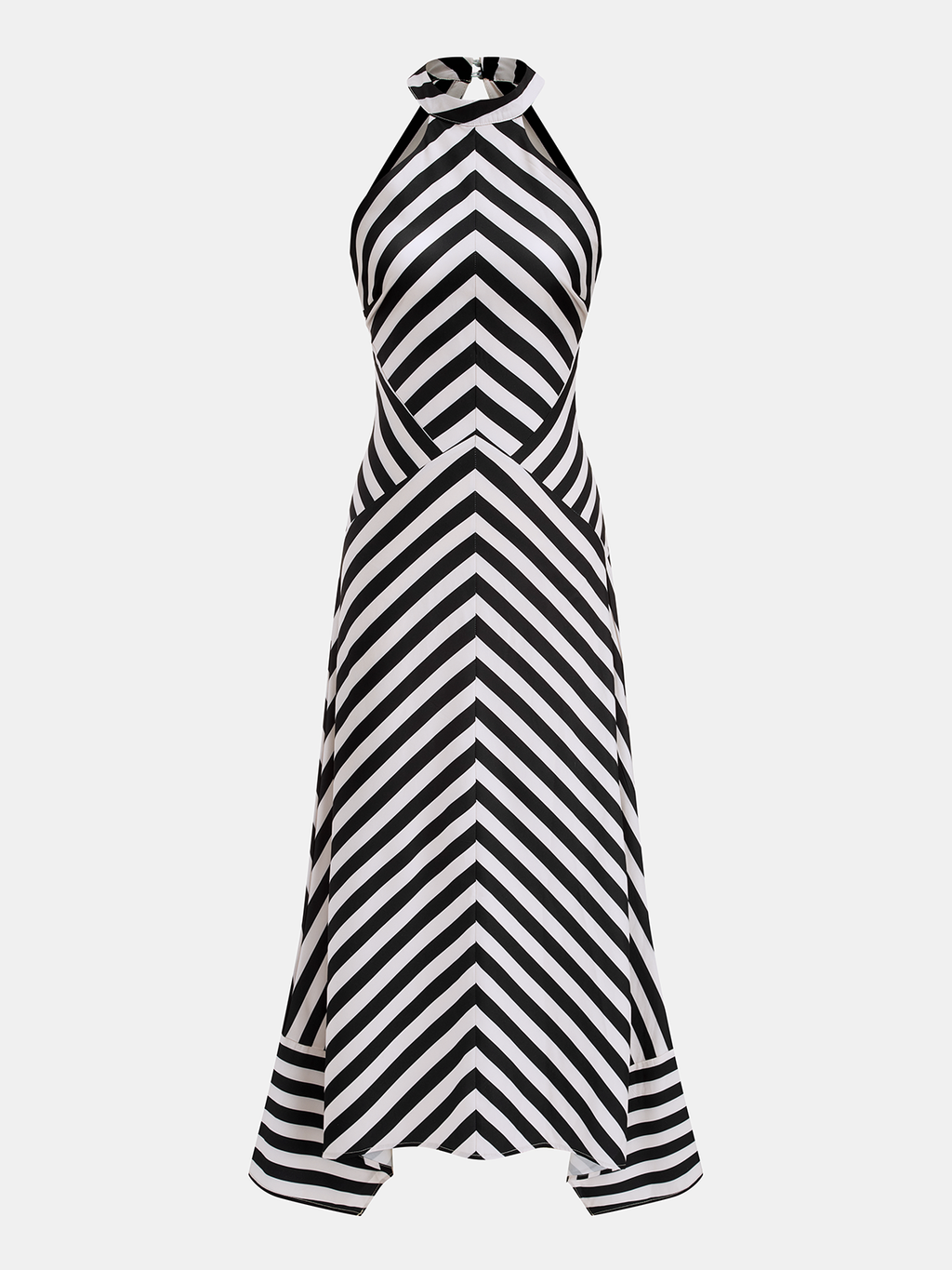 Neckholder gestreiftes rückenfreies Maxikleid