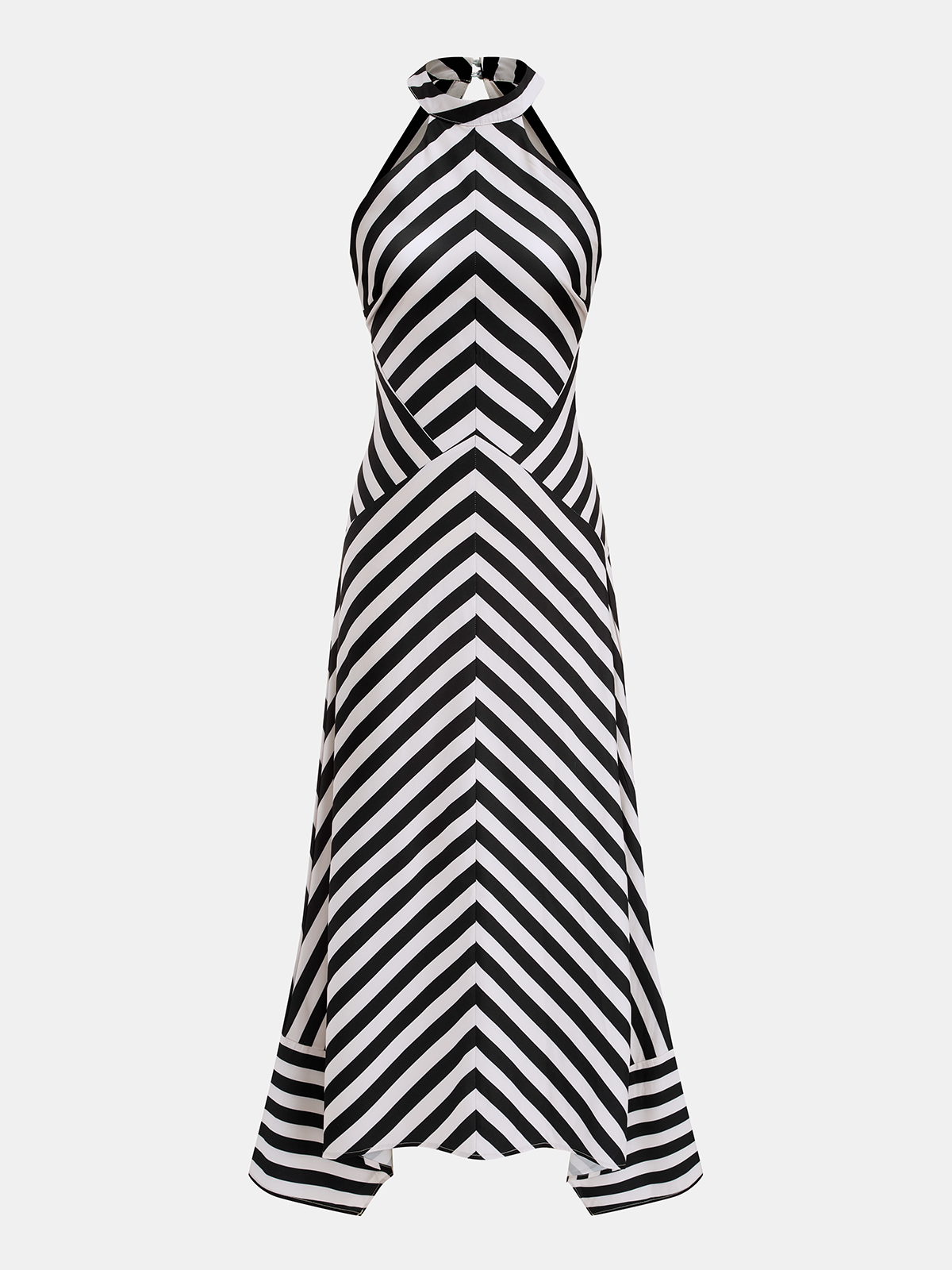 Robe longue dos nu rayée à encolure américaine