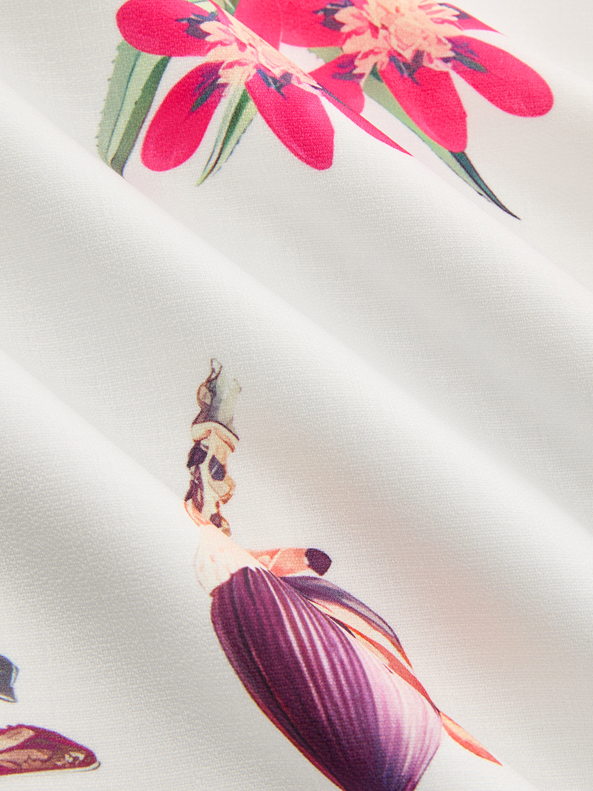 Baumwoll-Leinenkleid mit tropischem Print und ohne Ärmel