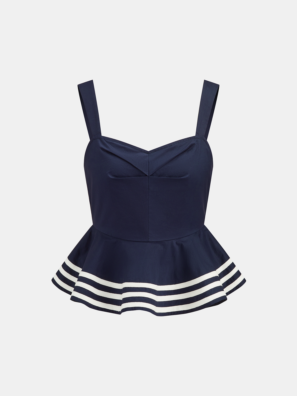 Baumwoll-Peplum-Top & gestreifter Midi-Rock-Set