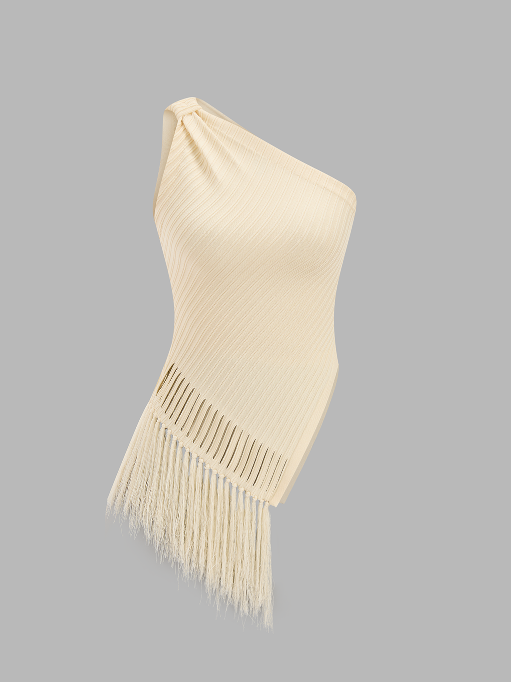 Ärmelloses Stricktop mit Fransen und einer Schulter