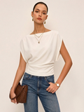Blouse à encolure bateau, taille froncée et smockée