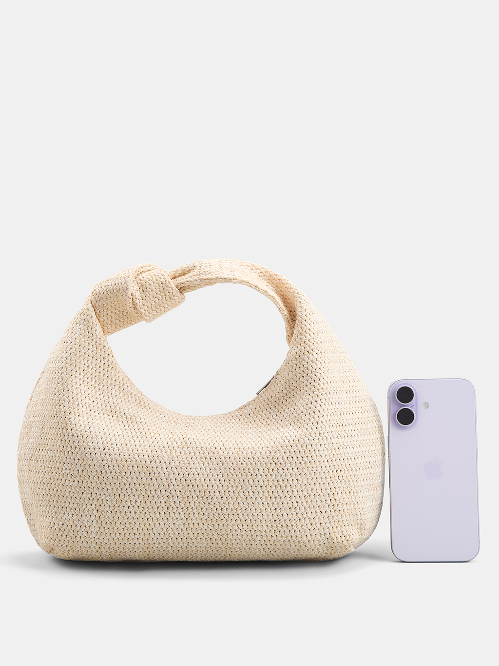 Sac à main hobo en paille tressée nouée