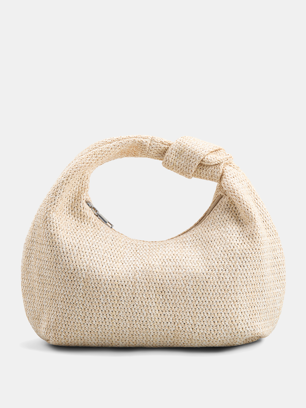 Sac à main hobo en paille tressée nouée