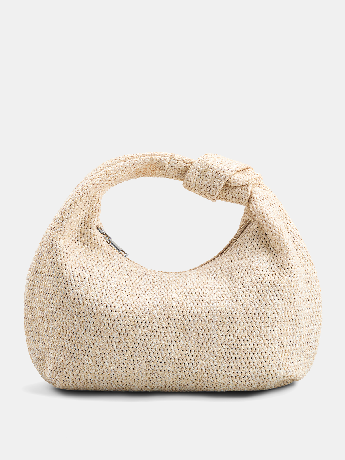 Sac à main hobo en paille tressée nouée