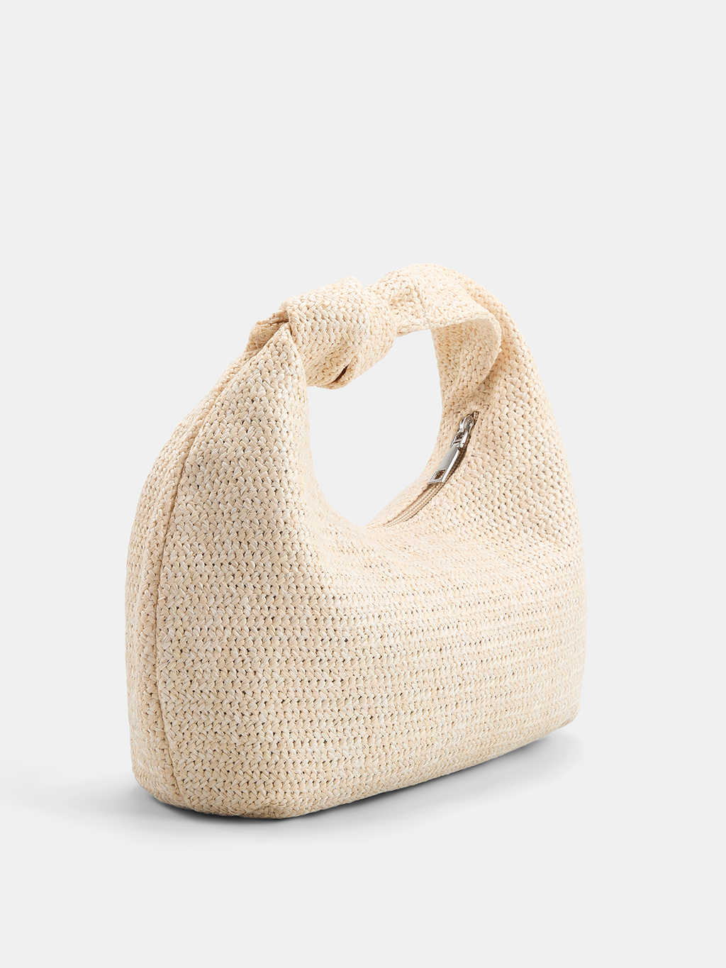 Sac à main hobo en paille tressée nouée