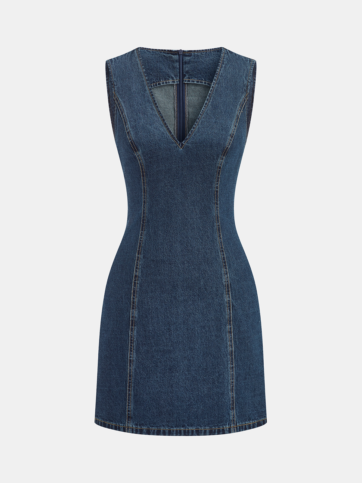 Ärmelloses Jeans-Minikleid mit V-Ausschnitt